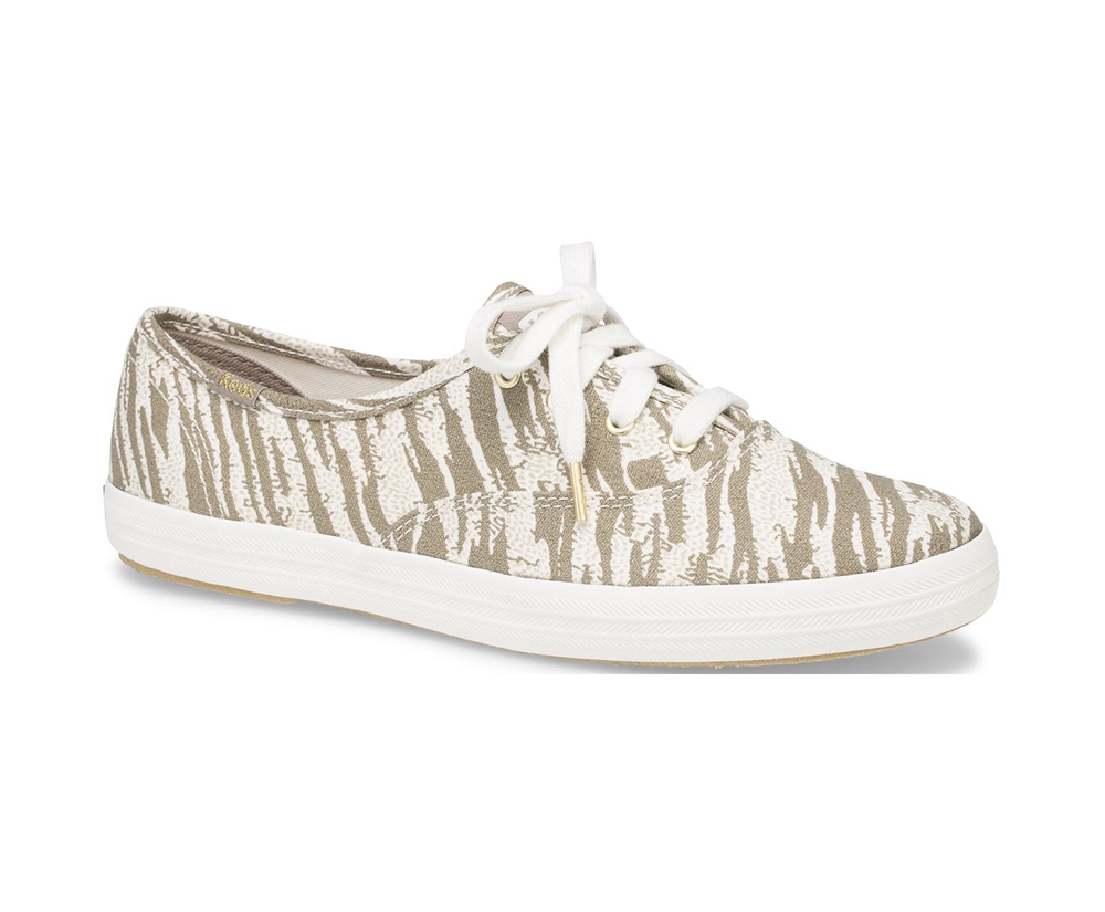 Womens Keds Sneakers - Washable Champion Animal - White - 6734-GTYRA